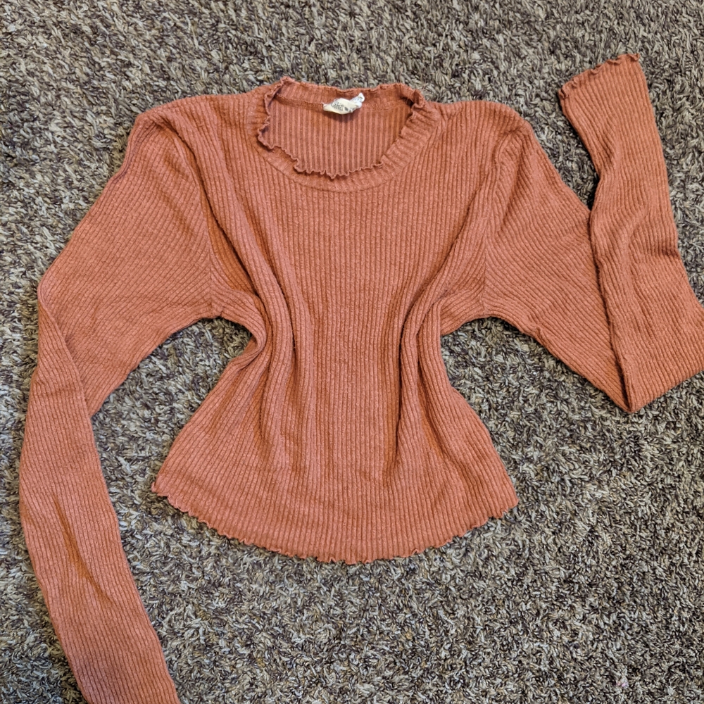 Sky and Sparrow Copper Ribbed Knit Top